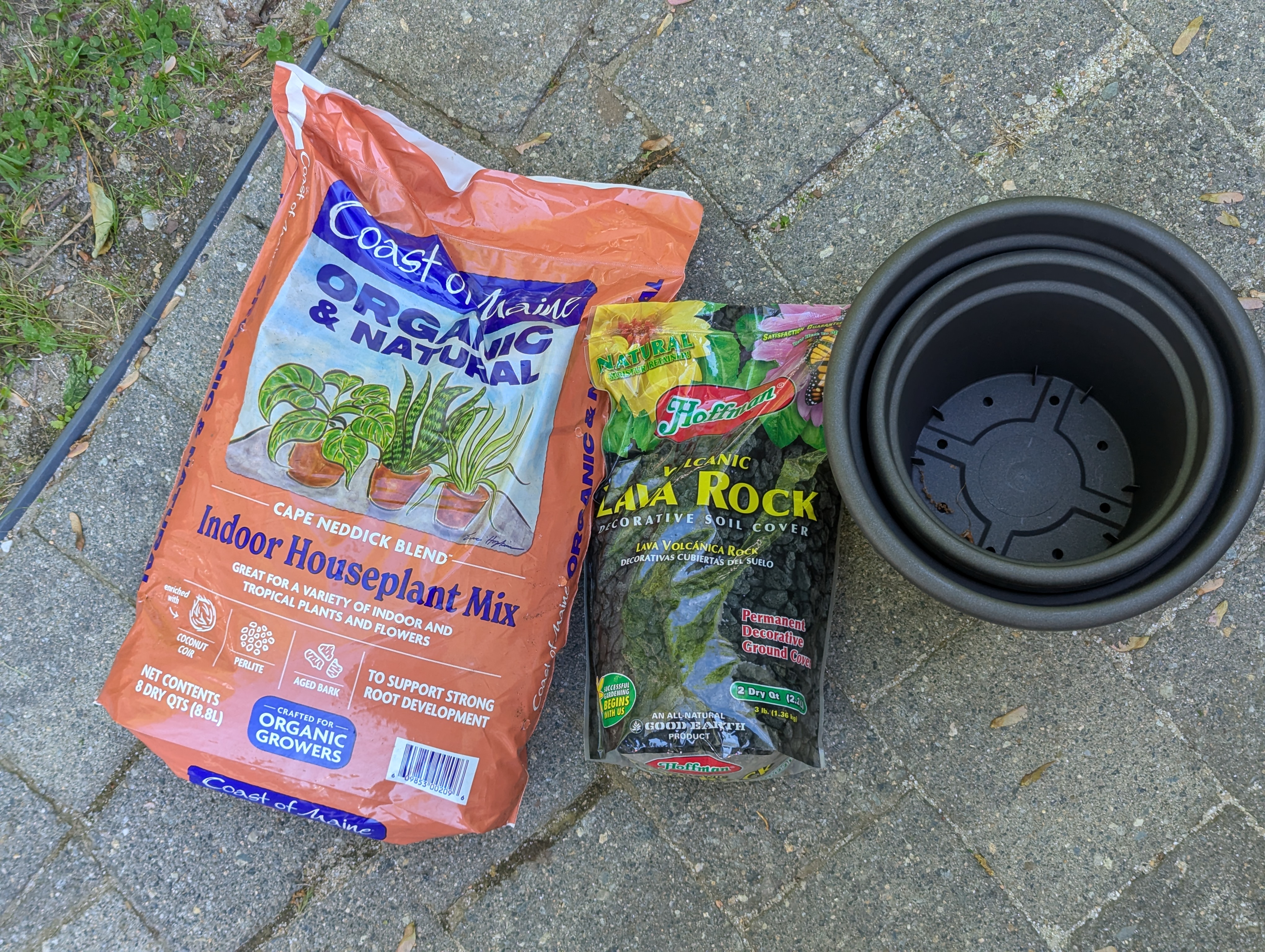 bags of soil and rocks